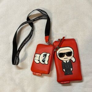 Karl Lagerfeld Lanyard with mini coin bag and phone case !